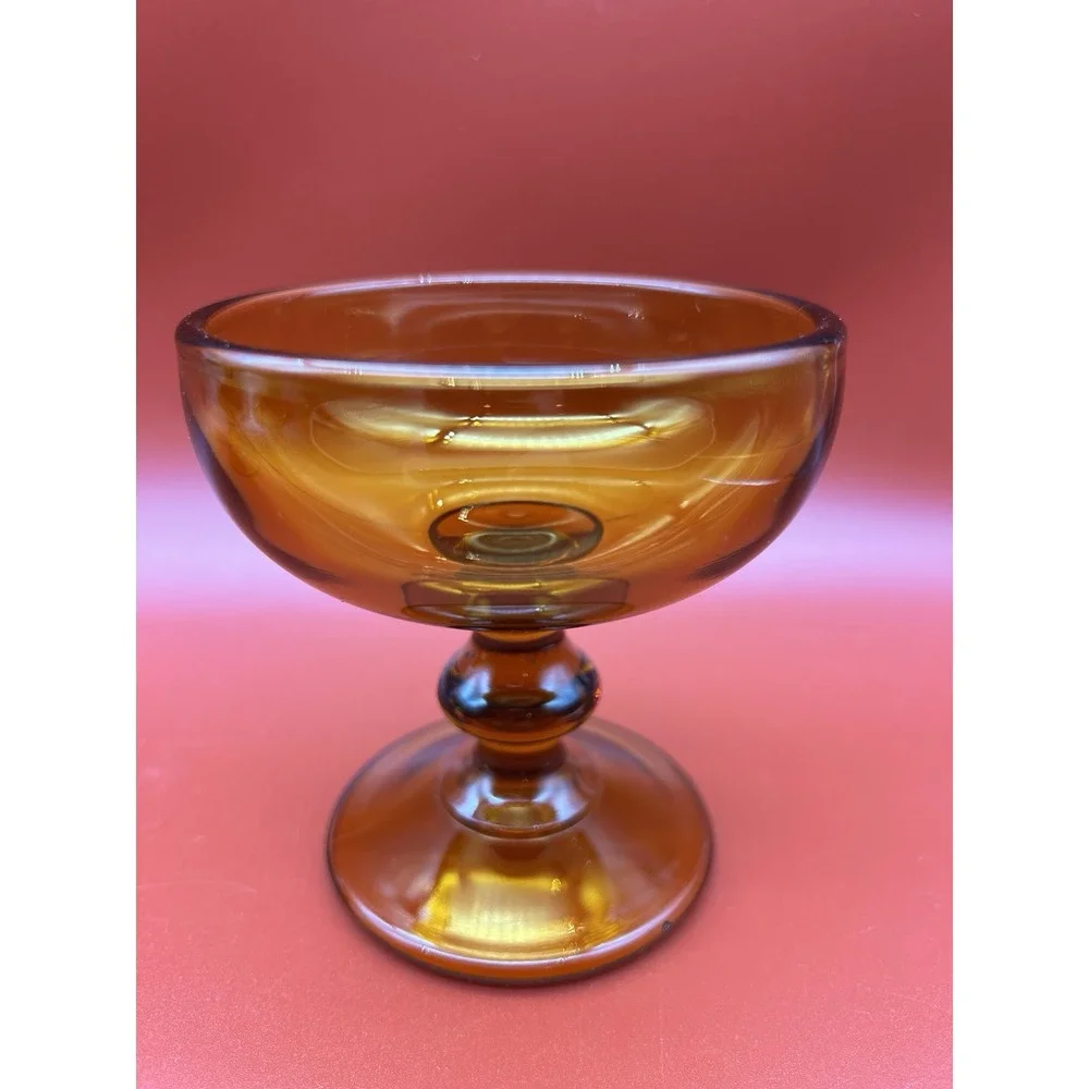 MCM Imperial Hoffman House Amber 4oz Sherbet/Champagne Glass 4